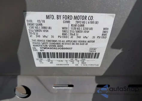 2018 Ford Explorer Xlt z USA, uszkodzony, nr VIN 1FM5K8D82JGB05657
